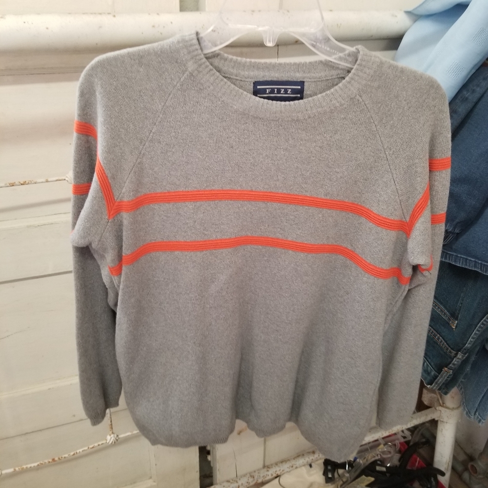 2/$20 Vintage Fizz Boy's XL Gray Orange Sweater